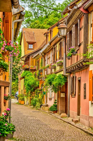  Kaysersberg, France - June 2022 : Historical center in cloudy weather   