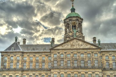 Amsterdam, Netherlands - August 2021: Historical center in cloudy weather, HDR Image