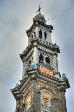 Amsterdam, Netherlands - August 2021: Historical center in cloudy weather, HDR Image
