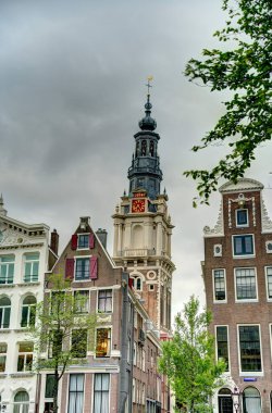 Amsterdam, Netherlands - August 2021: Historical center in cloudy weather, HDR Image