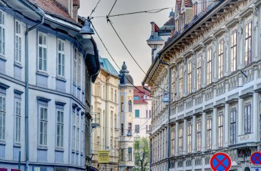 Graz, Austria - April 2022 : Historical center in springtime                