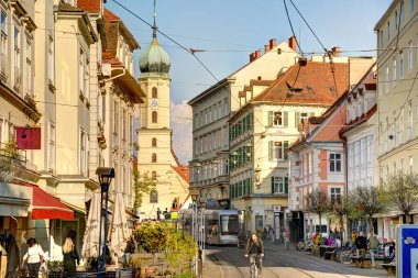 Graz, Austria - April 2022 : Historical center in springtime                