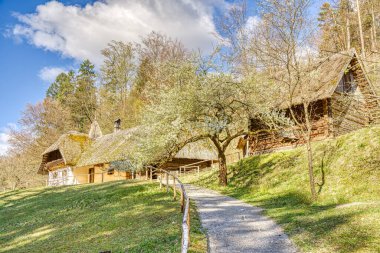 Graz, Austria - April 2022 : Traditional Austrian wooden dwelling
