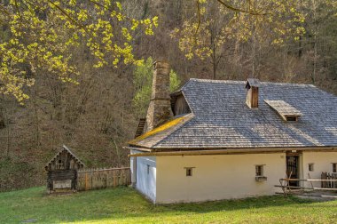 Graz, Austria - April 2022 : Traditional Austrian wooden dwelling