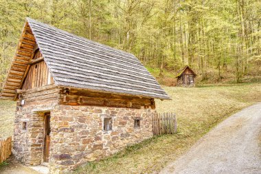 Graz, Austria - April 2022 : Traditional Austrian wooden dwelling