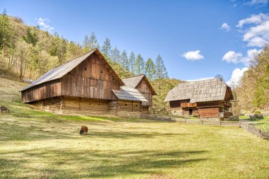 Graz, Austria - April 2022 : Traditional Austrian wooden dwelling