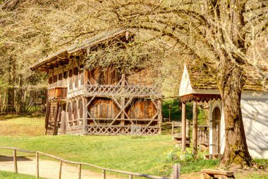 Graz, Austria - April 2022 : Traditional Austrian wooden dwelling