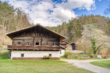 Graz, Austria - April 2022 : Traditional Austrian wooden dwelling