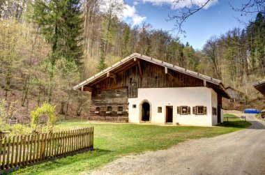 Graz, Austria - April 2022 : Traditional Austrian wooden dwelling