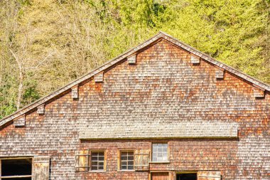 Graz, Austria - April 2022 : Traditional Austrian wooden dwelling
