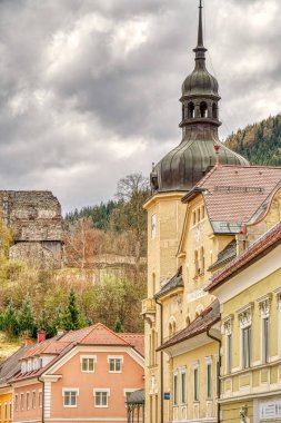 Friesach, Austria - April 2022 : Historical center in cloudy weather