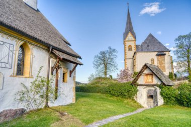 Maria Worth, Austria - April 2022 : Historical village in sunny weather 