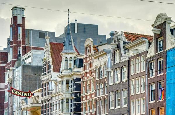 Amsterdam Netherlands August 2021 Historical Center Cloudy Weather Hdr Image — 스톡 사진