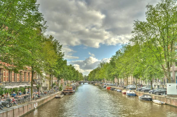 Amsterdam Netherlands August 2021 Historical Center Cloudy Weather Hdr Image — 图库照片