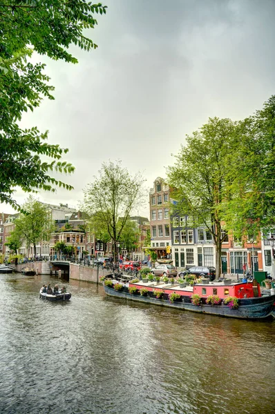 Amsterdam Netherlands August 2021 Historical Center Cloudy Weather Hdr Image — 图库照片