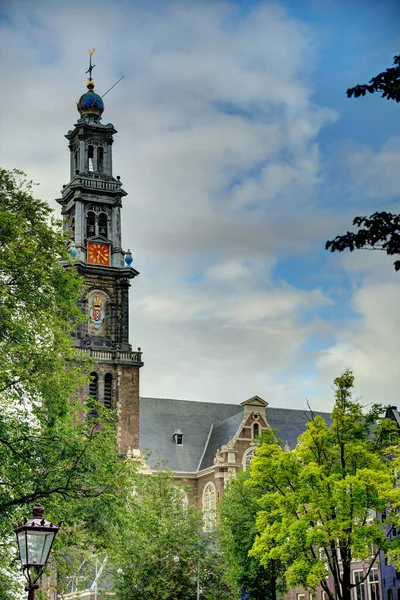 Amsterdam Netherlands August 2021 Historical Center Cloudy Weather Hdr Image — Foto de Stock