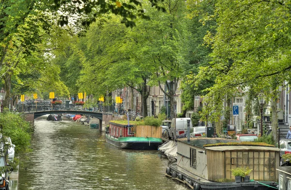 Amsterdam Netherlands August 2021 Historical Center Cloudy Weather Hdr Image — 图库照片