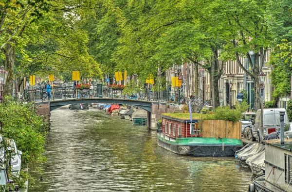 Amsterdam Netherlands August 2021 Historical Center Cloudy Weather Hdr Image — Zdjęcie stockowe
