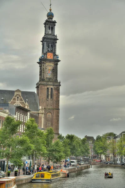 Amsterdam Netherlands August 2021 Historical Center Cloudy Weather Hdr Image — 图库照片