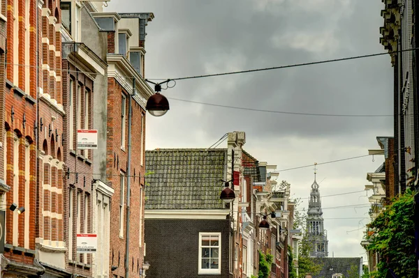 Amsterdam Netherlands August 2021 Historical Center Cloudy Weather Hdr Image — 스톡 사진