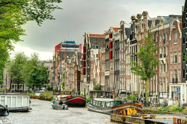 Amsterdam Netherlands August 2021 Historical Center Cloudy Weather Hdr Image — 스톡 사진