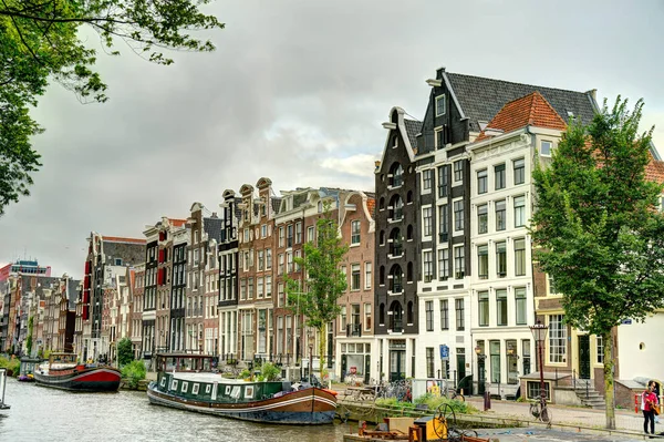 Amsterdam Netherlands August 2021 Historical Center Cloudy Weather Hdr Image — 图库照片