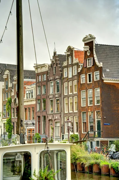 Amsterdam Netherlands August 2021 Historical Center Cloudy Weather Hdr Image — Foto de Stock