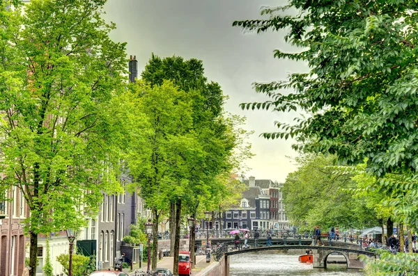 Amsterdam Netherlands August 2021 Historical Center Cloudy Weather Hdr Image — 图库照片