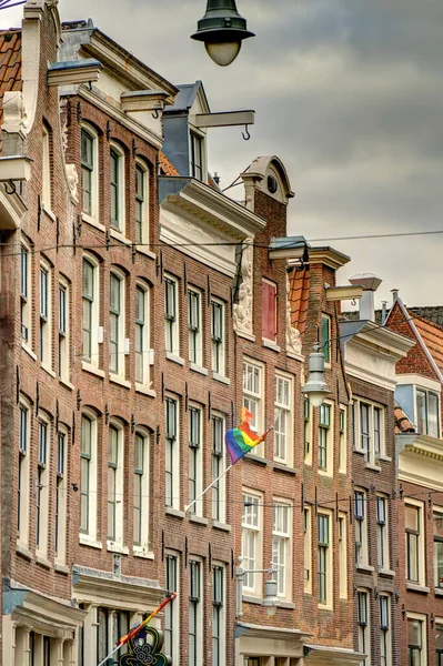 Amsterdam Netherlands August 2021 Historical Center Cloudy Weather Hdr Image — Foto Stock