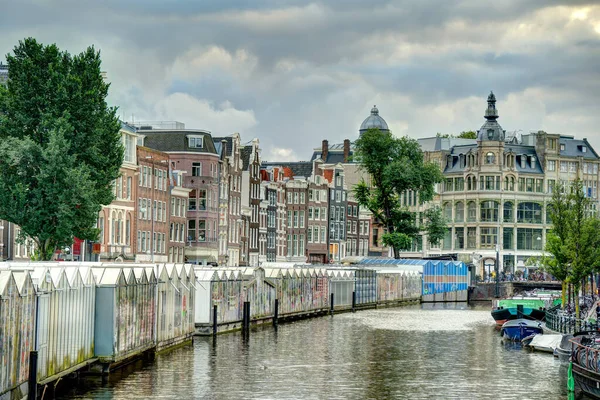 Amsterdam Netherlands August 2021 Historical Center Cloudy Weather Hdr Image — ストック写真