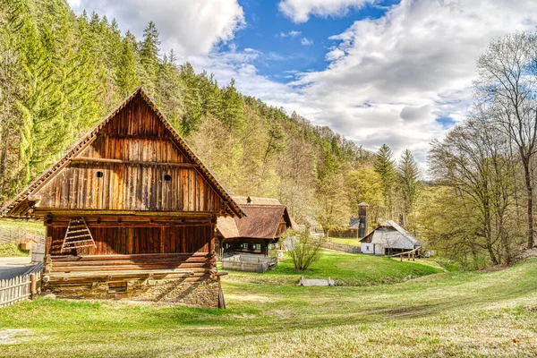 Graz, Austria - April 2022 : Traditional Austrian wooden dwelling