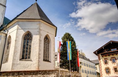 St Wolfgang, Austria - April 2022 : Historical village in sunny weather