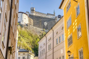 Salzburg, Austria - April 2022 : Historical center in sunny weather