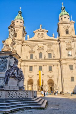 Salzburg, Austria - April 2022 : Historical center in sunny weather