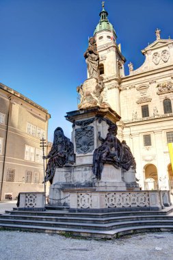 Salzburg, Austria - April 2022 : Historical center in sunny weather
