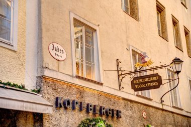Salzburg, Austria - April 2022 : Historical center in sunny weather