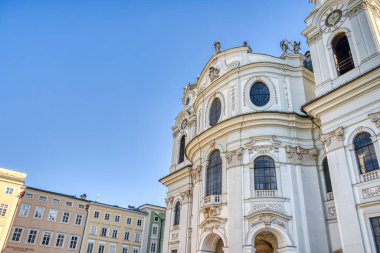 Salzburg, Austria - April 2022 : Historical center in sunny weather