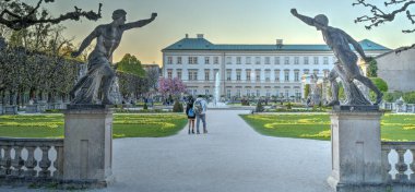 Salzburg, Austria - April 2022 : Historical center in sunny weather