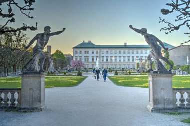 Salzburg, Austria - April 2022 : Historical center in sunny weather