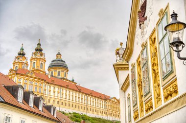 Melk, Austria - April 2022 : Melk Abbey in cloudy weather