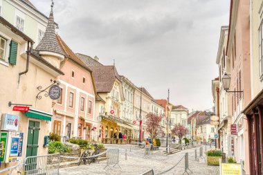 Melk, Austria - April 2022 : Melk Abbey in cloudy weather
