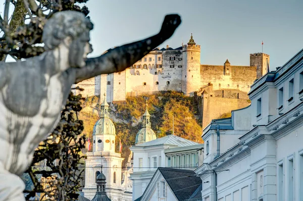 Salzburg Austria April 2022 Historical Center Sunny Weather — 图库照片