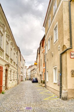 Krems and der Donau, Austria - April 2022 : Historical center in cloudy weather