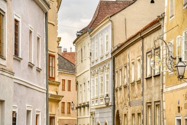 Krems and der Donau, Austria - April 2022 : Historical center in cloudy weather