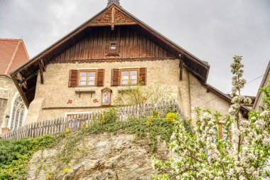 Krems and der Donau, Austria - April 2022 : Historical center in cloudy weather       