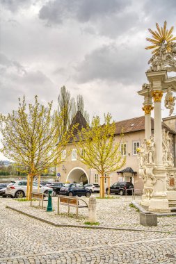 Krems and der Donau, Austria - April 2022 : Historical center in cloudy weather       