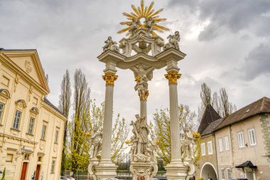 Krems and der Donau, Austria - April 2022 : Historical center in cloudy weather       