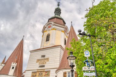 Krems and der Donau, Austria - April 2022 : Historical center in cloudy weather       
