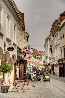 Krems and der Donau, Austria - April 2022 : Historical center in cloudy weather       