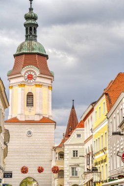 Krems and der Donau, Austria - April 2022 : Historical center in cloudy weather       